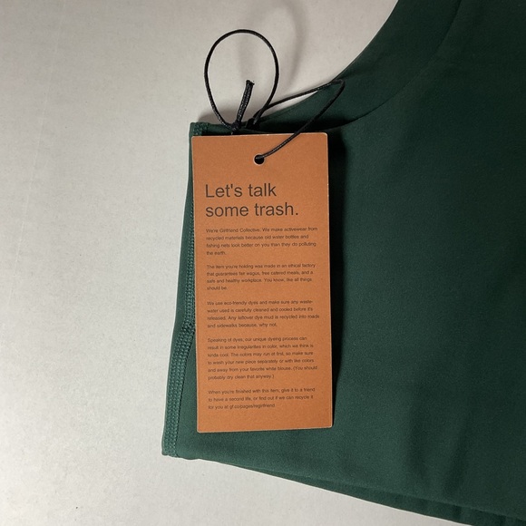 Girlfriend Collective XL Forest Green Tommy Cropped Bra Sports Bra - Picture 3 of 4